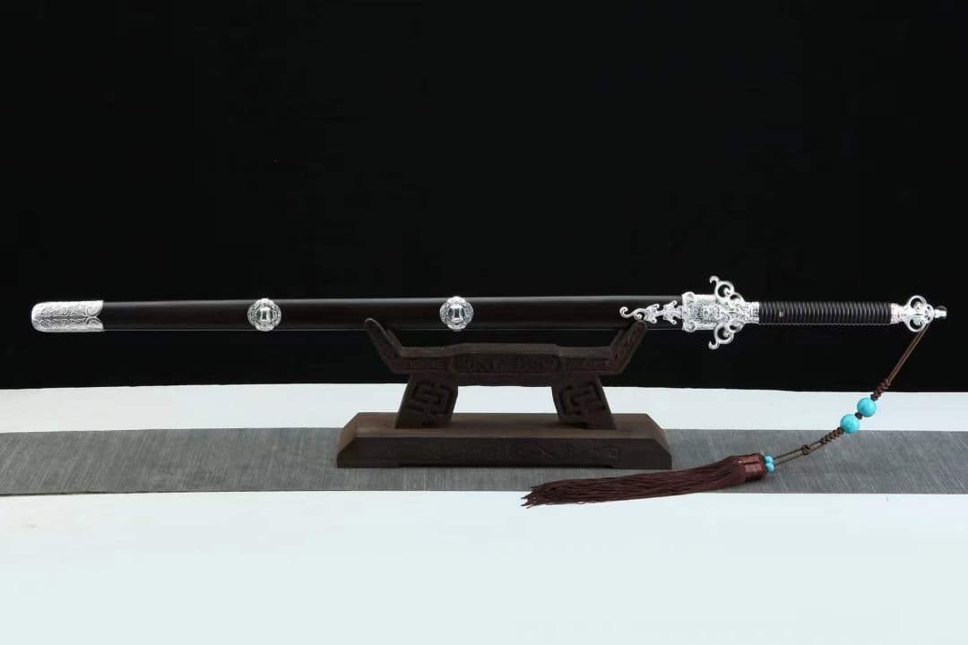 銀めっきドラゴン剣 古兵器   武具　刀装具　日本刀　模造刀   居合刀