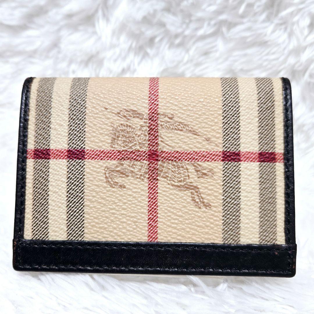 希少 ホースロゴ BURBERRY 名刺入れ カードケース ノバチェック レザー