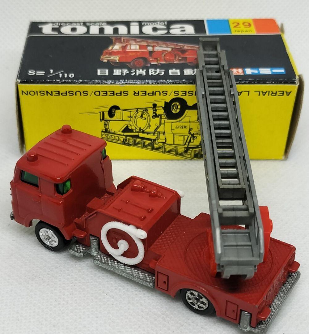 《黒箱トミカ29-1-2》日野ハシゴ消防車【入手困難C】シャシリブ付/色指定箱