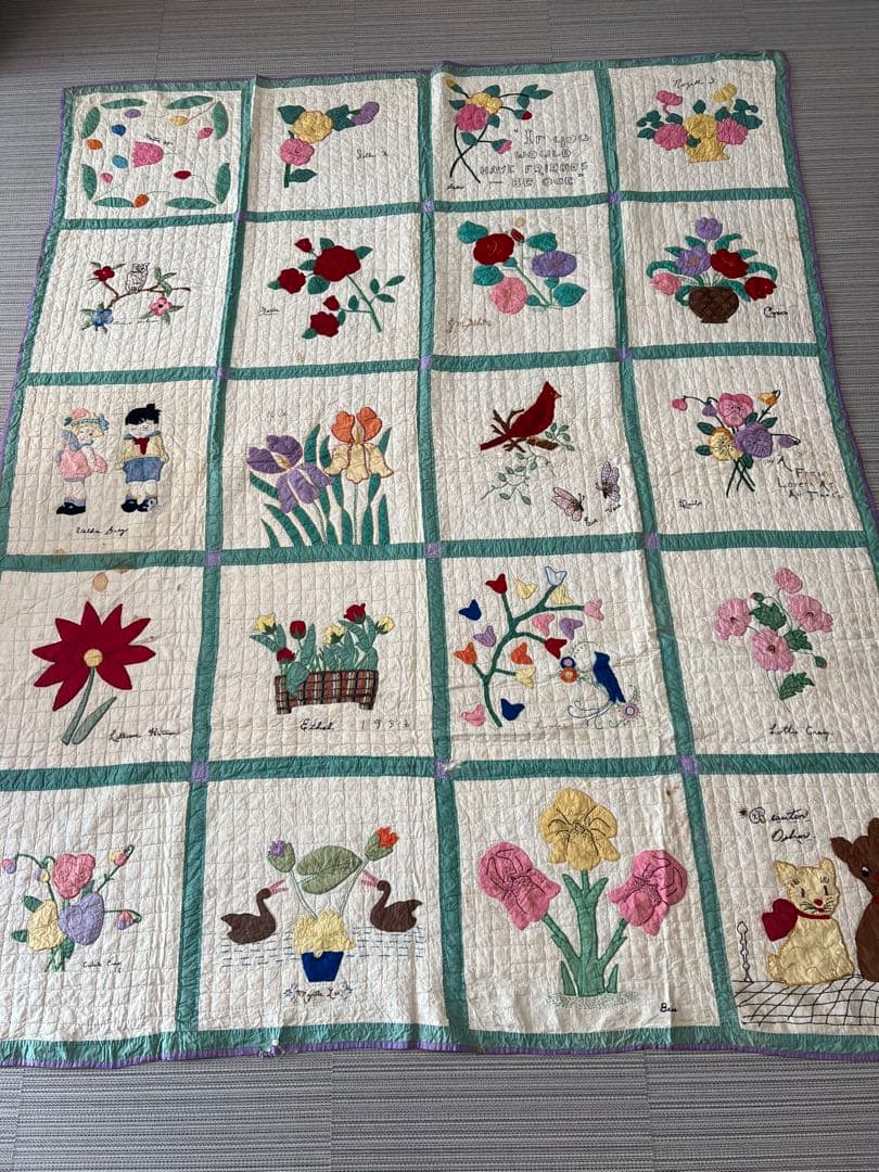 アンティークキルト✴︎刺繍キルト✴︎アップリケキルト