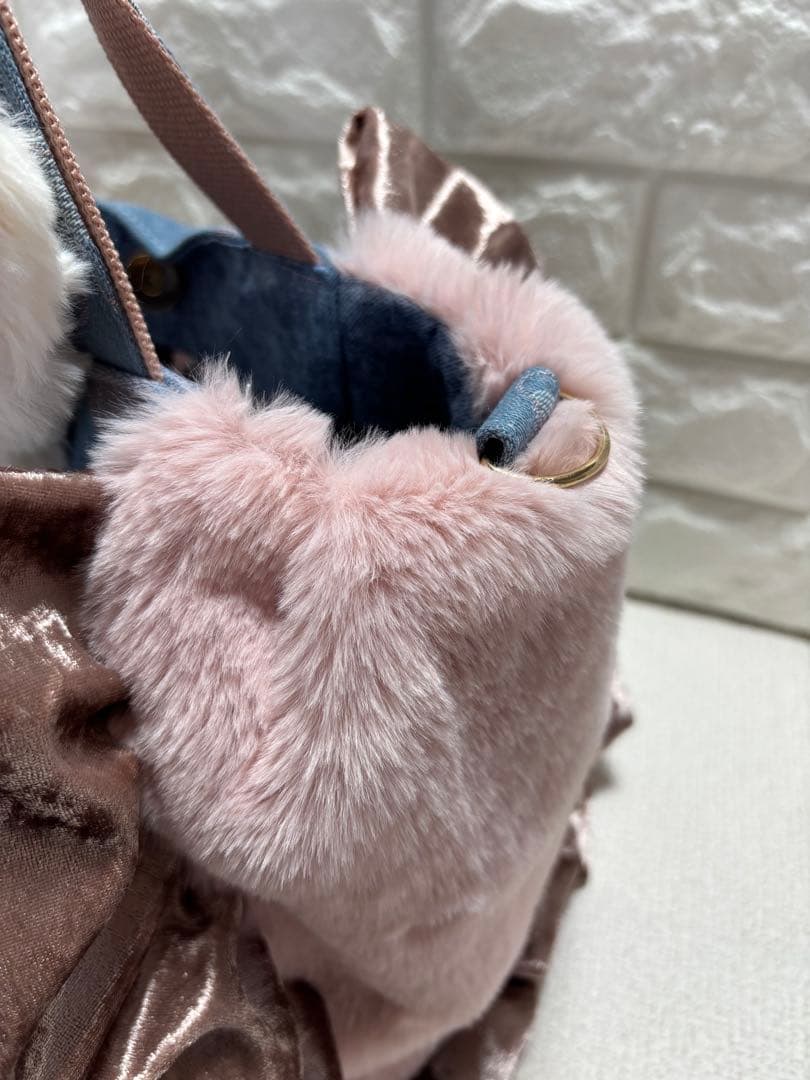 さ*ー様 コヤンイサムチョン　ハンドメイド　ファーフリルトートバッグ　クラウディ