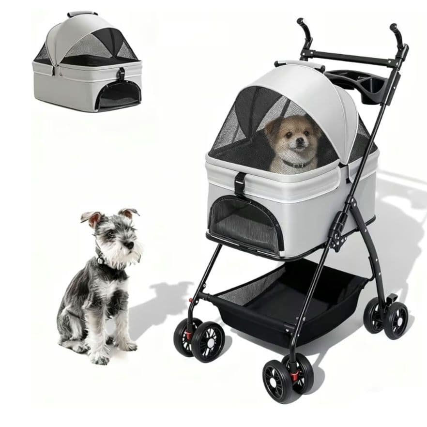 人気✨折りたたみ式ペットカート4輪軽量犬猫用カート取り外し可能なキャリーカート