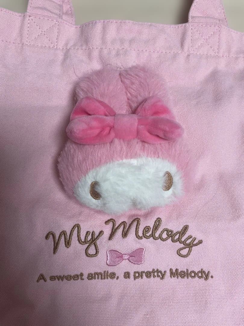 マイメロディぬいぐるみフェイスバッグ大きめトートバッグ