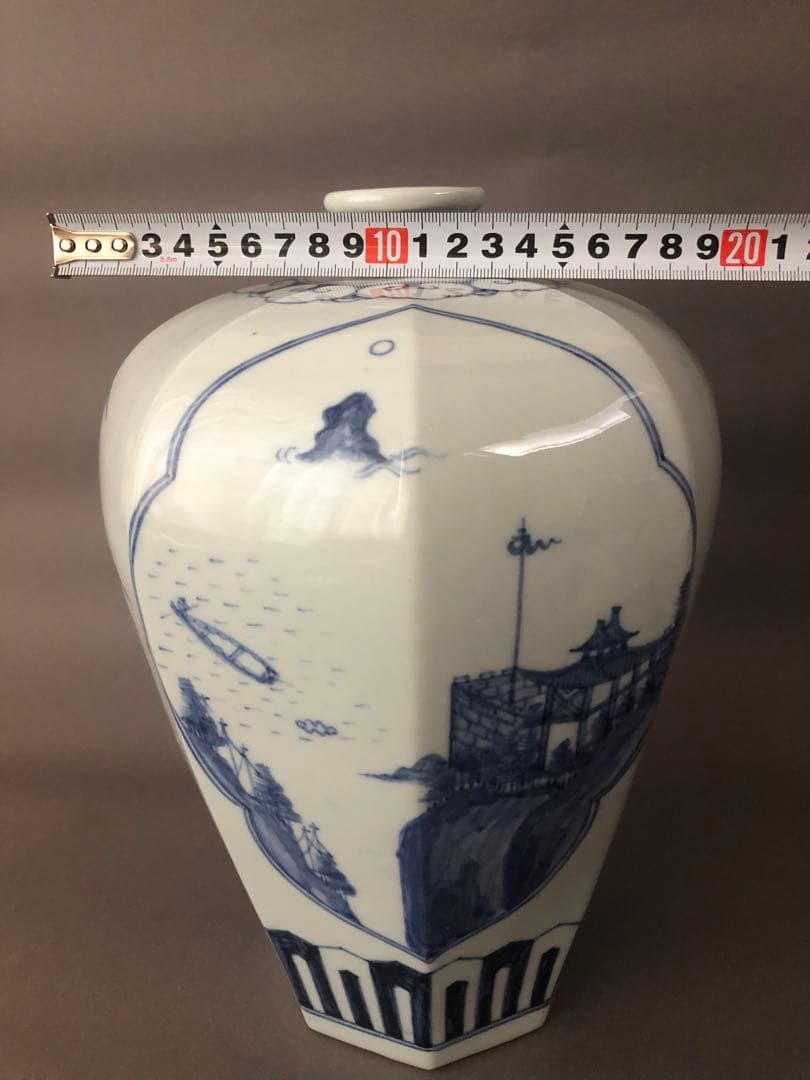 朝鮮陶器　染付青花雲堂手　壺