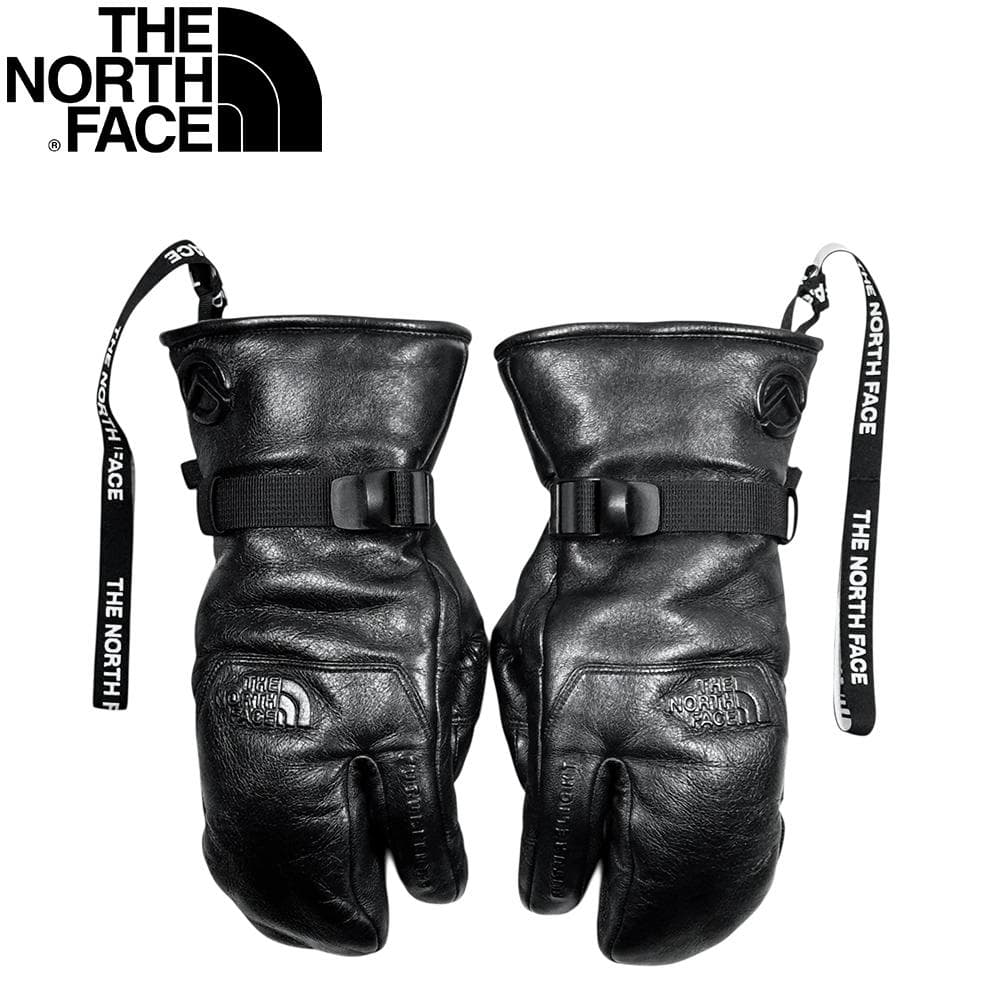 美品 THE NORTH FACE 3フィンガー 本革 レザー グローブ 黒S