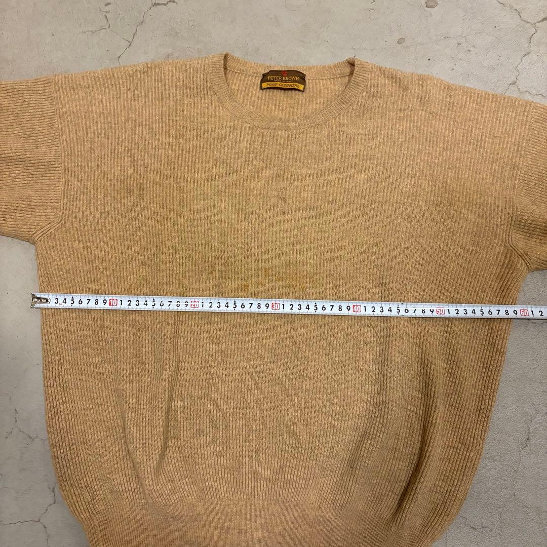 80sイタリア製 PETER BROWNピュアカシミア100%リブニットベージュ