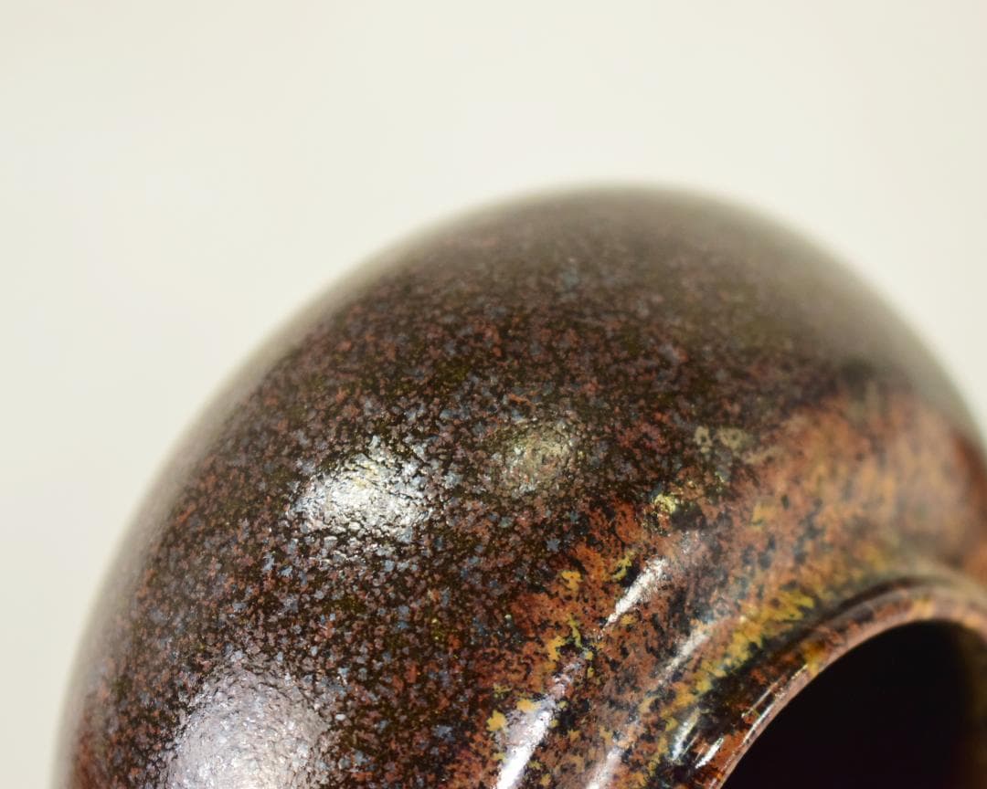 初出 玄々斎 瀬戸 蓋付茶入 茶道具 仕覆付 三重共箱入