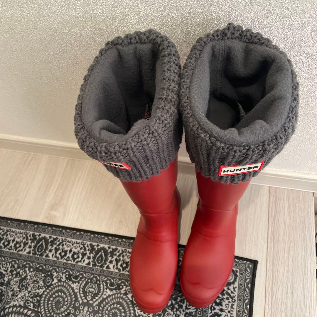 HUNTER レッド ロングブーツ　長靴　レインブーツ
