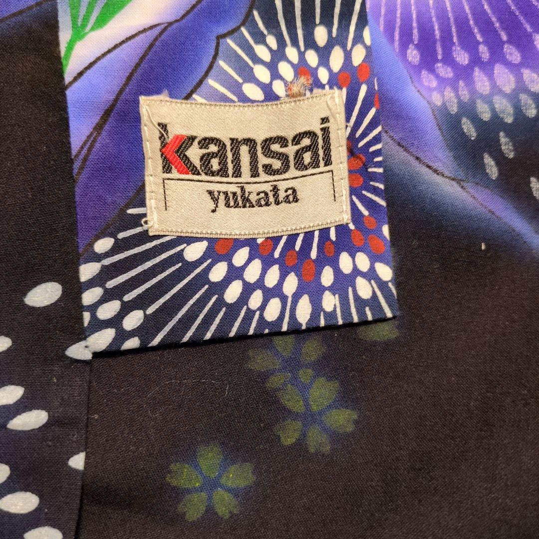 ❤kansai 寛斎　浴衣✭黒地に花火 　✭花柄　✭キラキララメ 身丈160