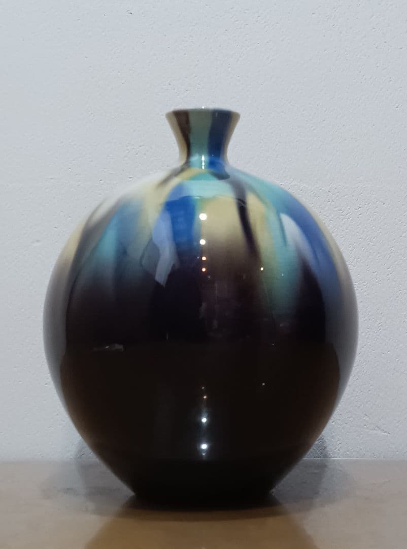 三代 徳田正彦 徳田八十吉 彩釉 壺 九谷焼 人間国宝