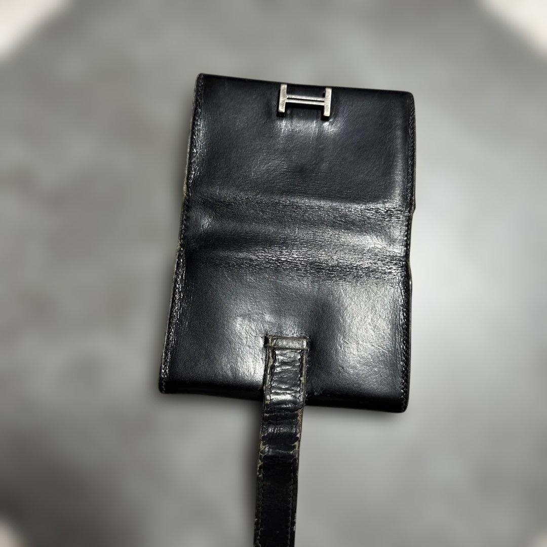エルメス　べアン黒 レザー 名刺入れ 二つ折り式　値引きOK