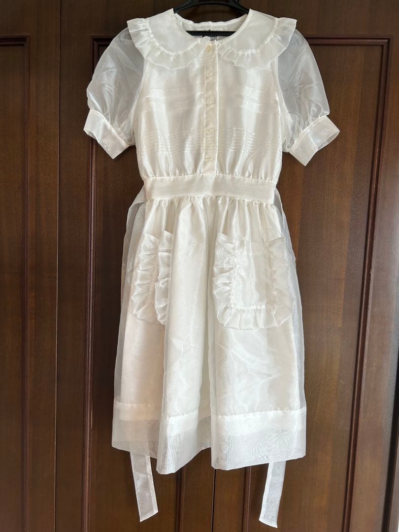 Katie アイボリー 半袖 ひざ丈ワンピース