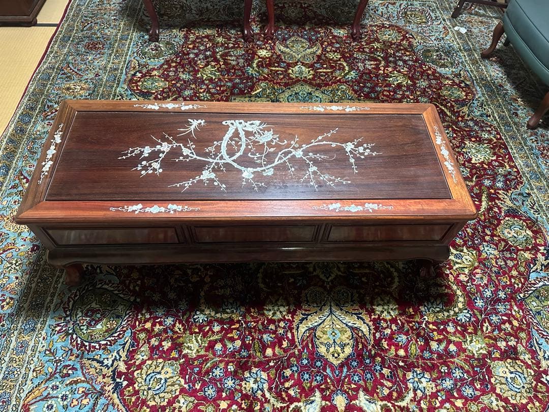 螺鈿細工 座卓 3引き出し付き