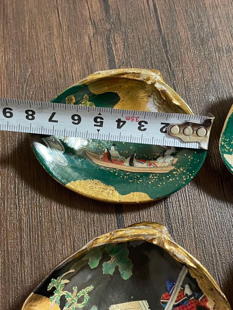 源氏物語　貝合わせ 蛤香合 天然蛤貝 金箔工芸品　源氏絵