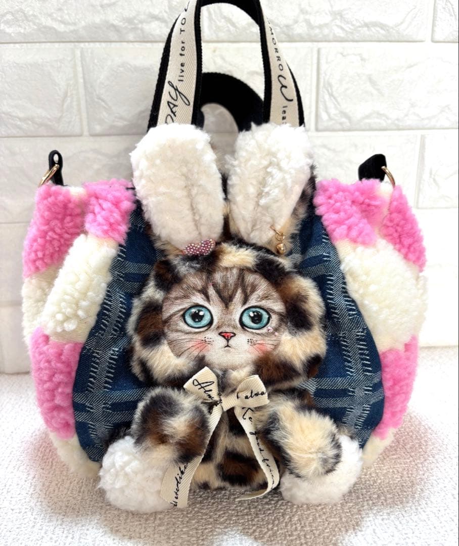 H*U様 コヤンイサムチョン　ハンドメイド　ハートボアバッグ　ピンク　ヒョウ柄う