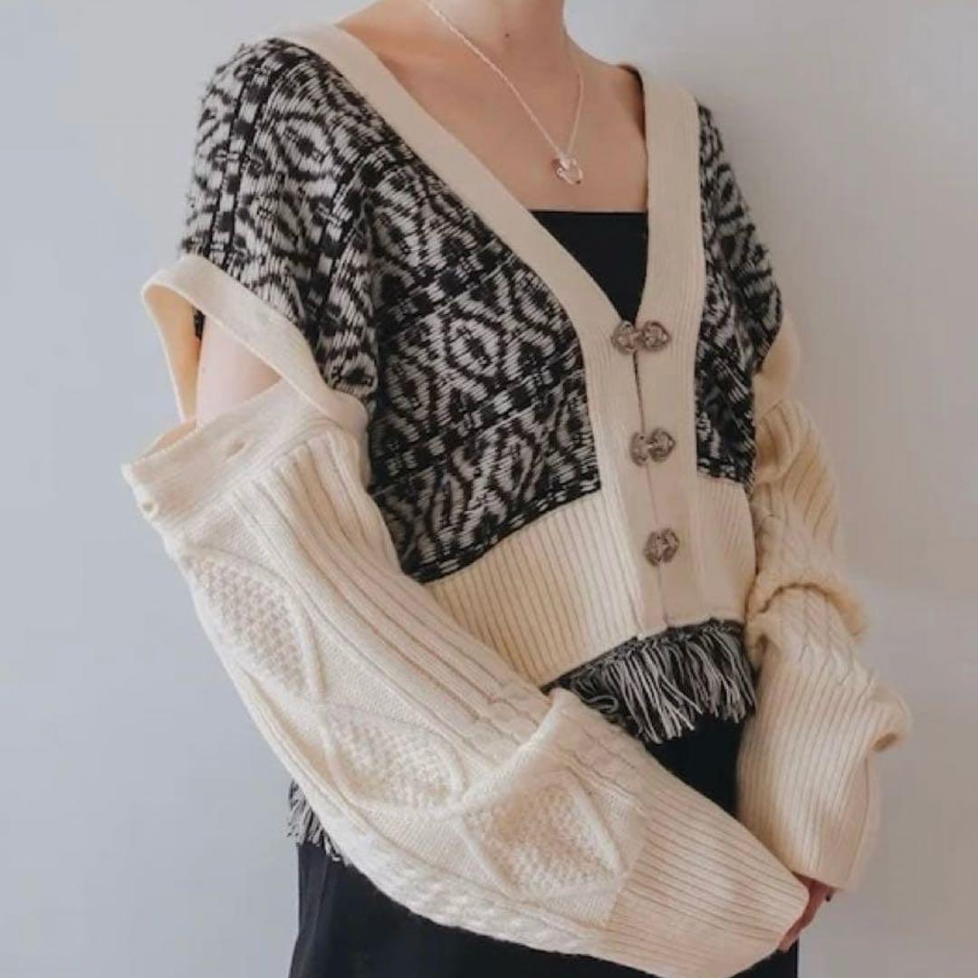 marte 2wayバイカラー ニット カーディガン