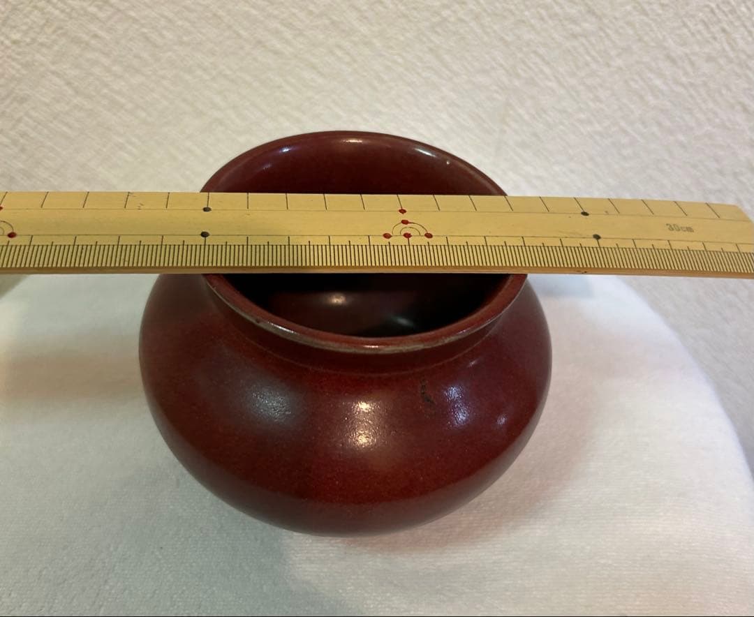 時代　紅釉小壺　辰砂釉