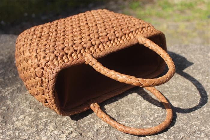 六角花結び編み 山葡萄 かごバッグ やまぶどう 山ぶどう カゴバッグ 持ち手 籠