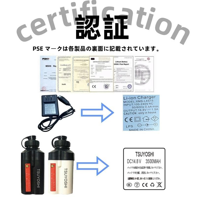 ダイワ シマノ用電動リール専用バッテリー セット14.8V 黒白3500mAh