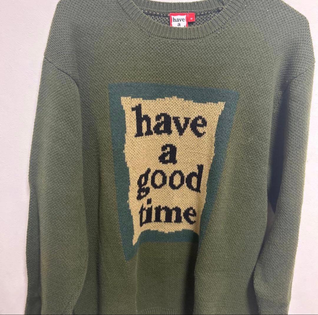 have a good time ニット　Mサイズ　カーキ　グリーン
