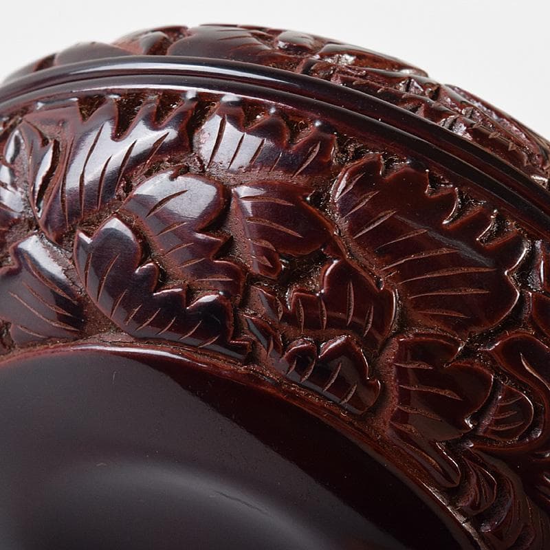 無形文化財　三野原晃一作　村上堆朱　牡丹文　棗　香合　共箱　2点　M　R8069