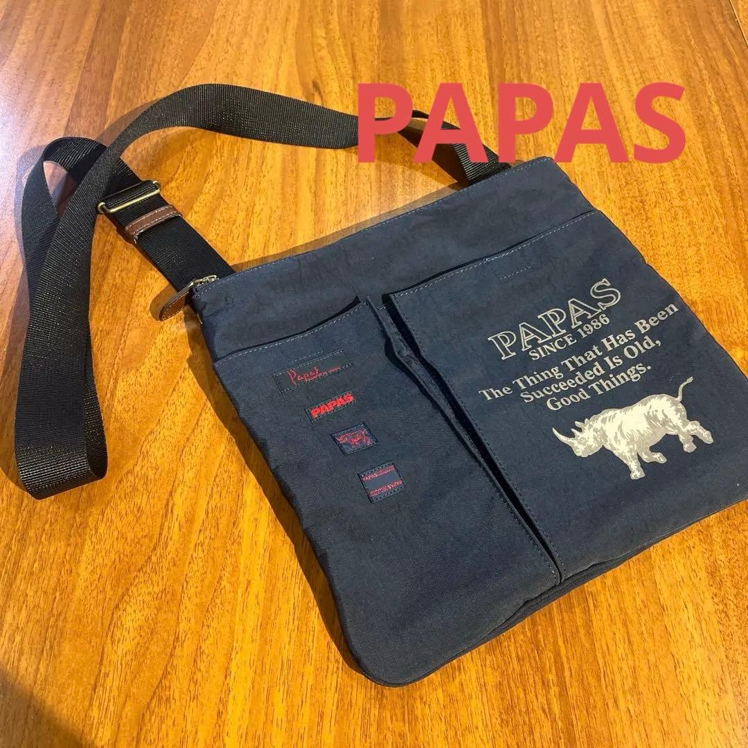 PAPAS ネイビーショルダーバッグ