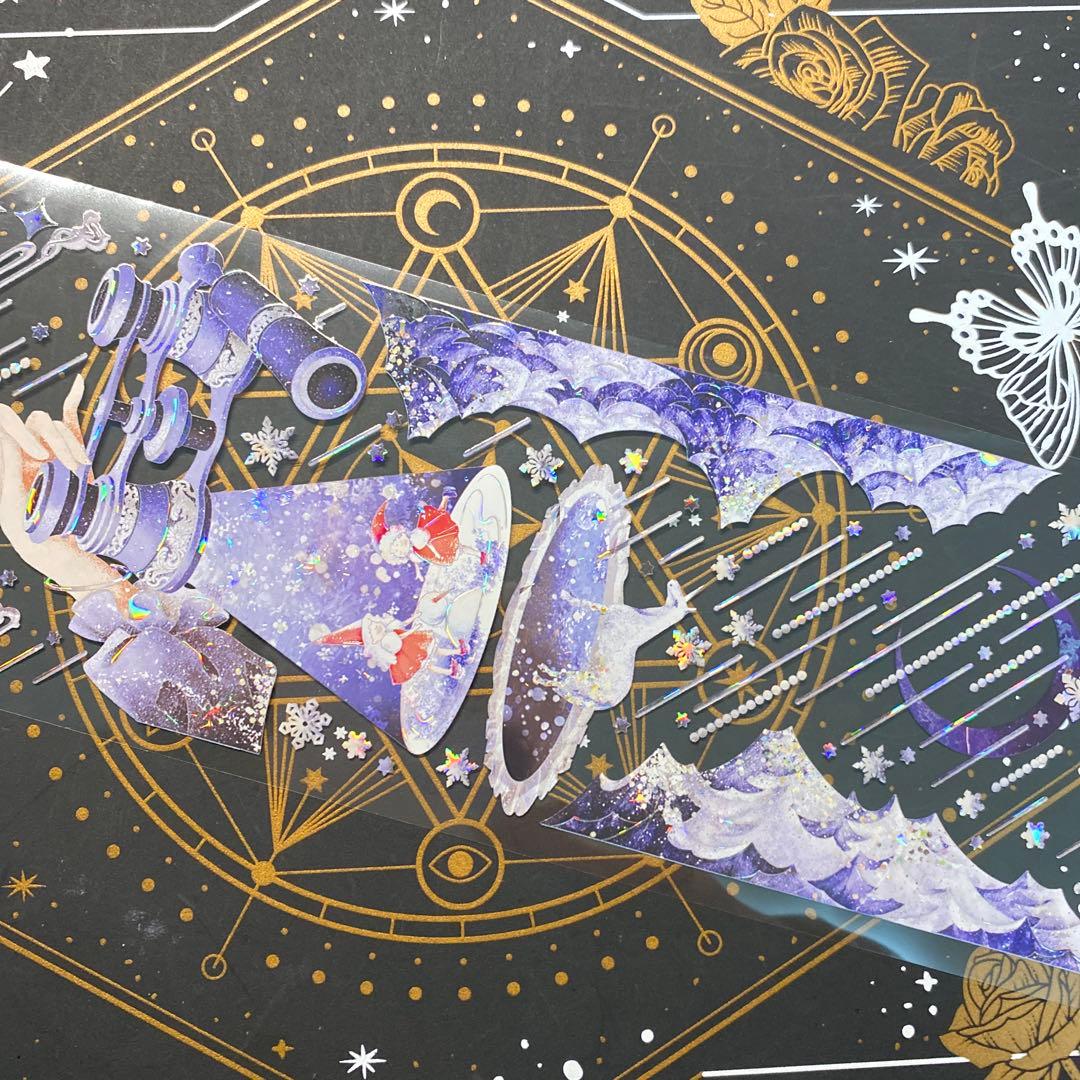 【9290】海外　マステ　中古巻　貝殻光マスキングテープ　装飾背景系　紫