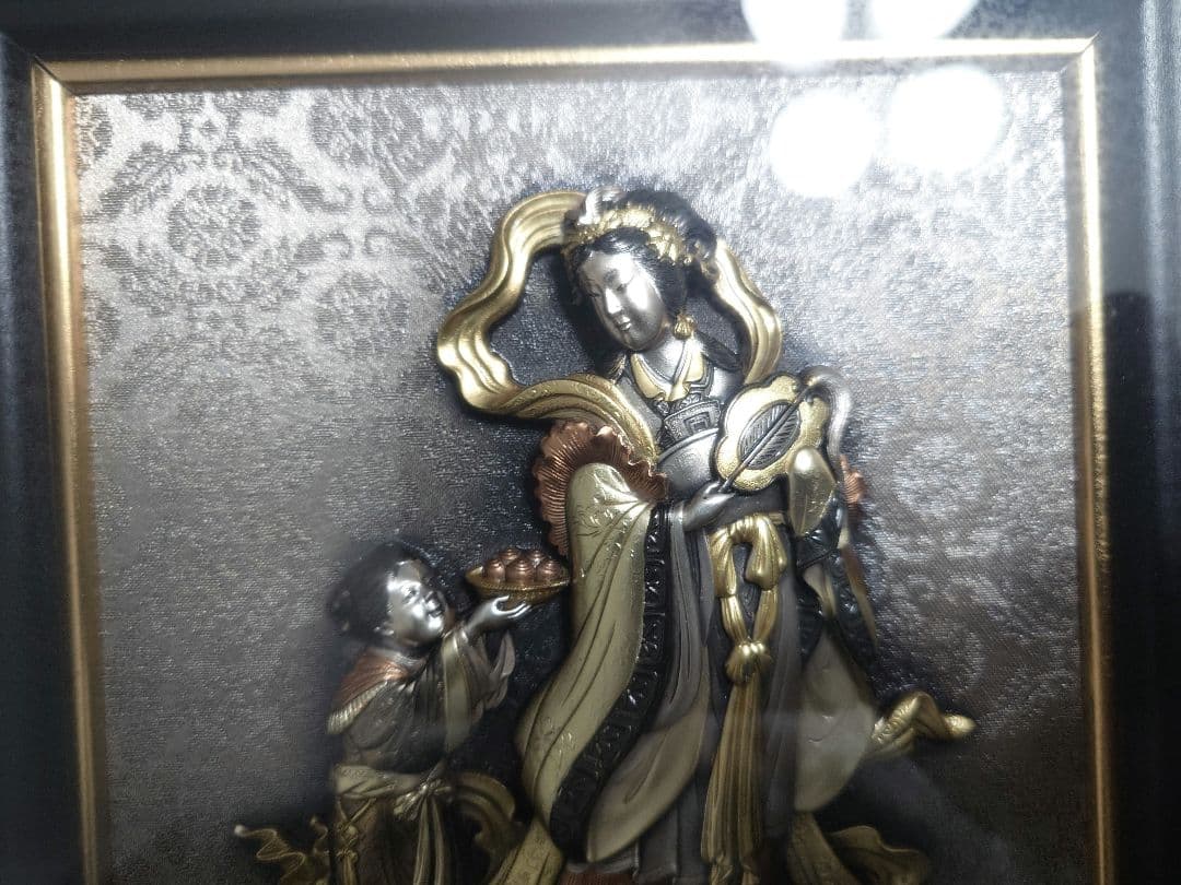 高岡彫金師 青鳳(内島市平) 七福神 弁財天 金銀銅象嵌