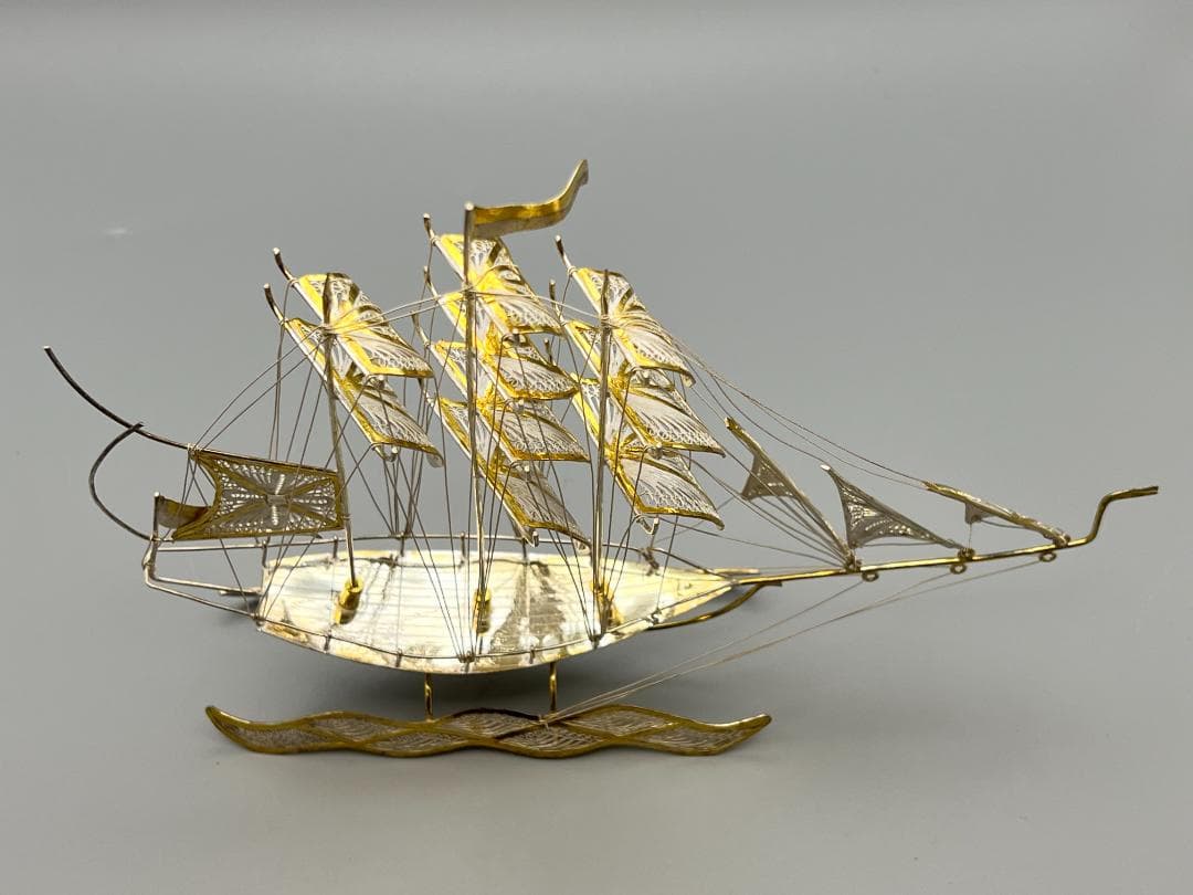 925刻印 銀製 シルバー 銀細工 船 ガラスケース ヨット重量約81g