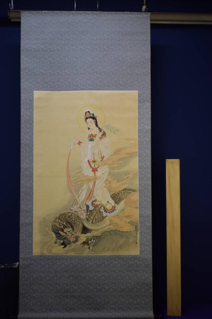 不詳/作者不詳/唐画龍上観音/大幅/布袋屋掛軸HG-2