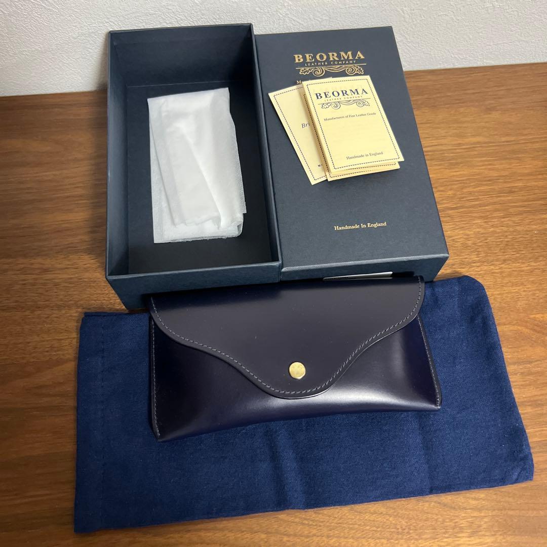 べオーマレザーカンパニー　メガネケース　ブライドルレザー　ネイビー