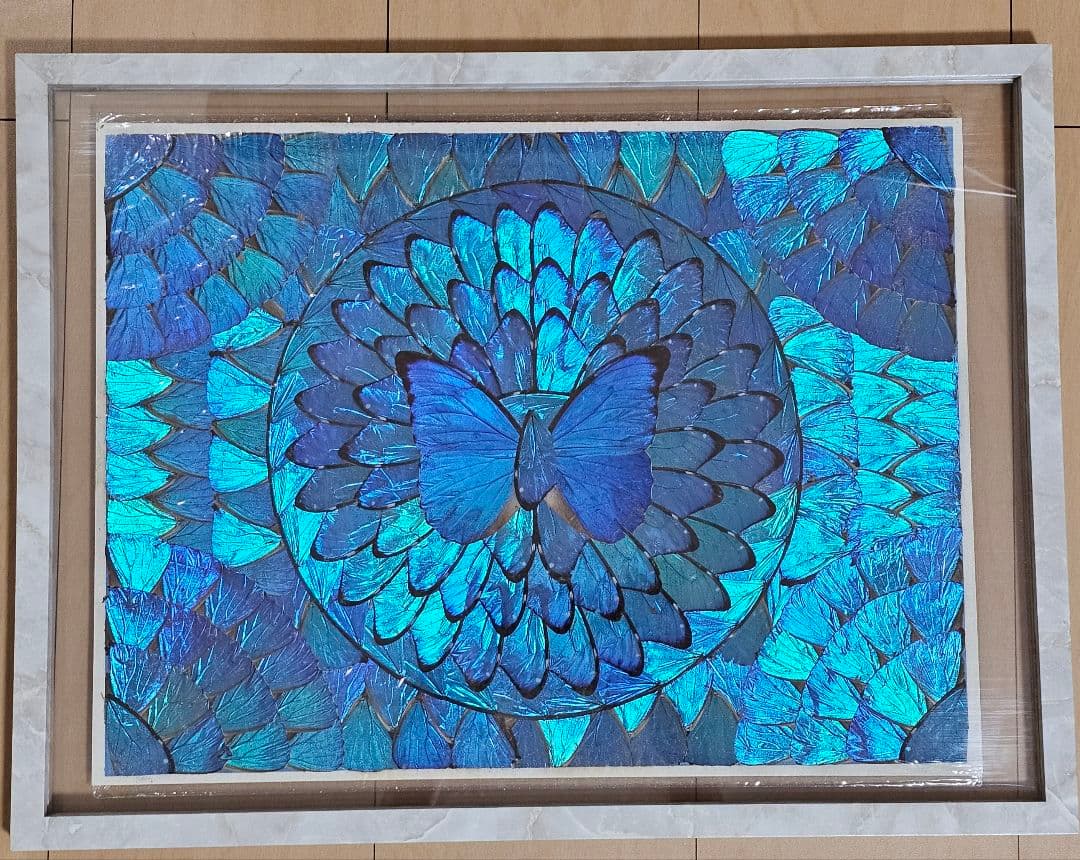 幻想的なブルーバタフライアート 額縁付き インテ リア 壁掛け装飾品