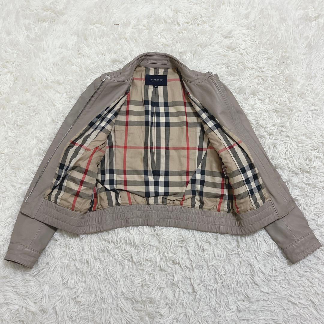 希少　バーバリーロンドン　羊革 ラムレザージャケット グレージュ　42