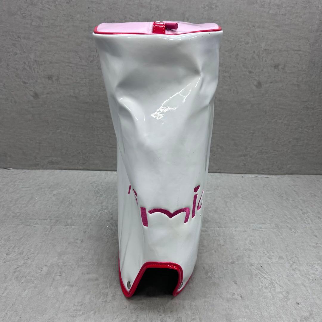 キャスター付き　mimic レディースゴルフ　キャディバッグ　ピンク　ホワイト