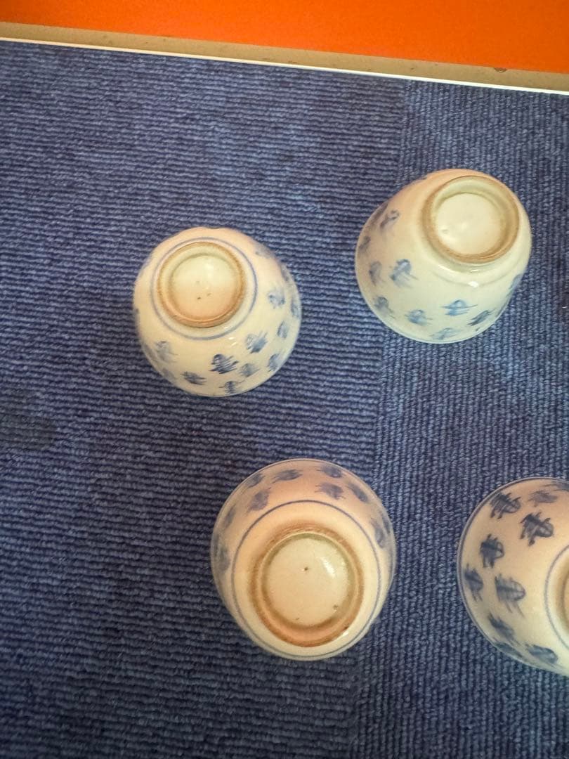 1860 古伊万里　染付　湯呑　5客　時代物