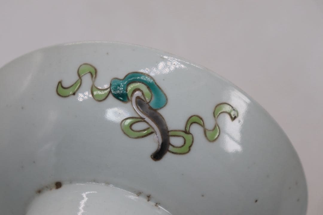 ※中国　清時代　粉彩　花卉紋高台皿　送料込み250529