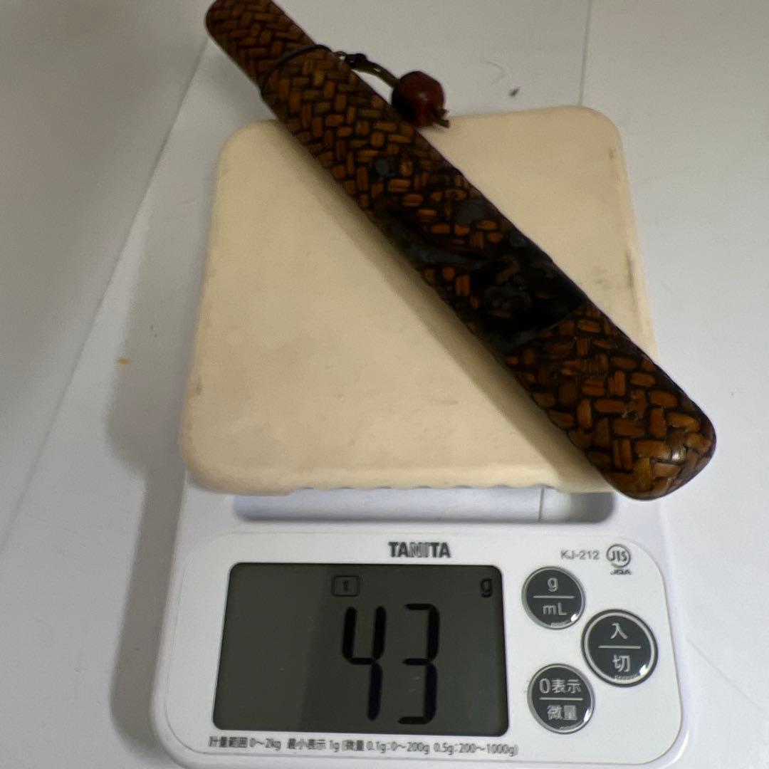 江戸時代　在銘網代煙管筒　43g 東Y8-0203②