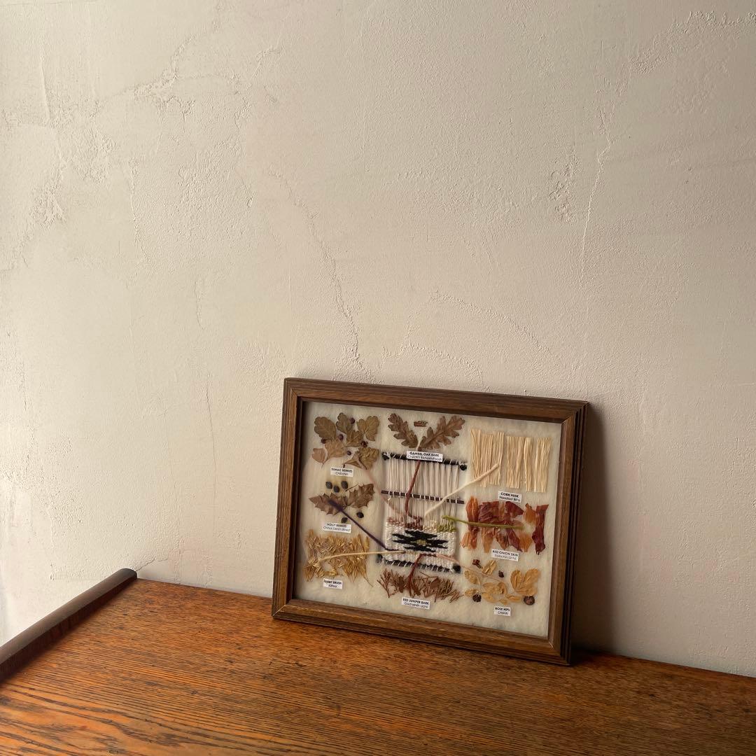 ネイティブアメリカン ナバホ族 草木染め 色見本 オルテガ 毛織物 額装 木製