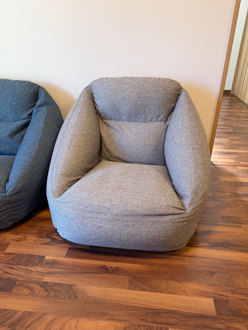 【2点セット】無印良品 空気でできたソファ　ブルー&グレー