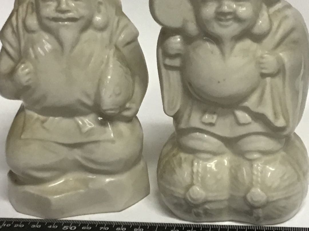 陶器製 福の神像 置物 クリーム色