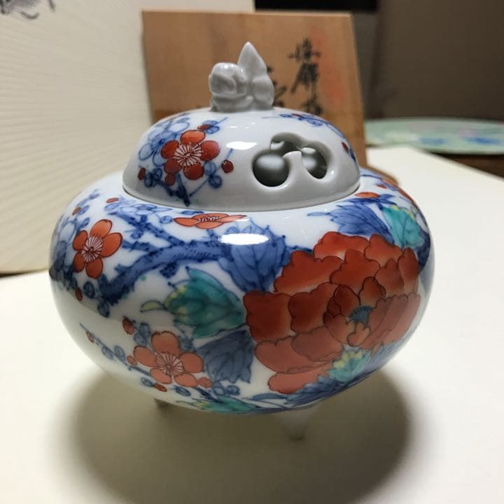 ⭐️ 香　炉　⭐️   ◼️染錦 梅牡丹◼️