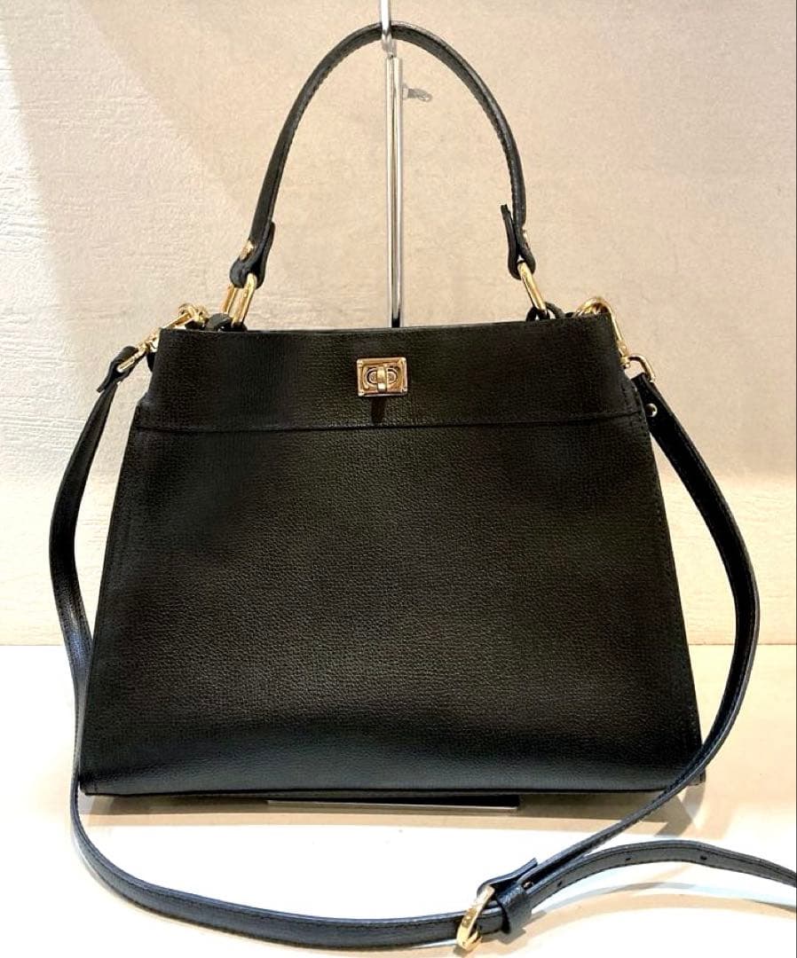 【美品】GIANNI NOTARO パネルスクエアバッグ 2way 黒