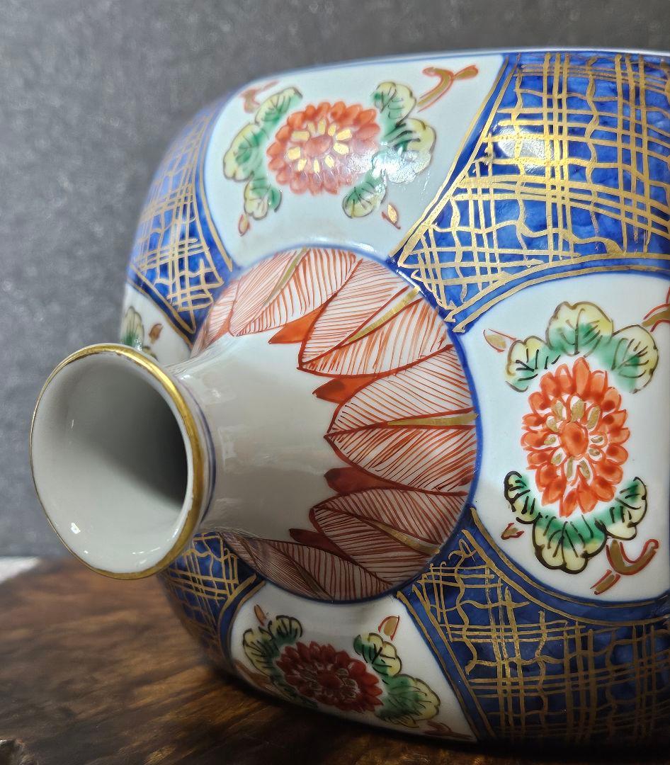 有田焼　金彩色絵　古伊万里写し　四方瓶 四方徳利　花入れ　インテリア　オブジェ