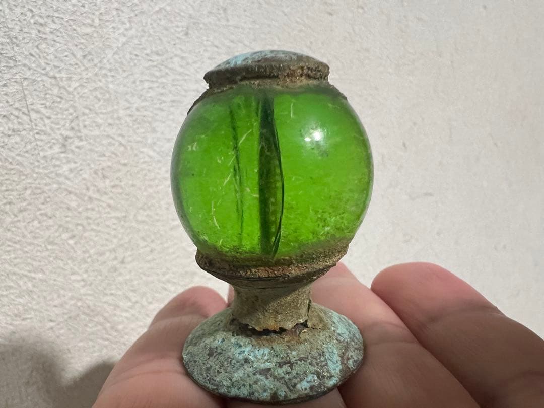 中国 仏像 残欠 宝冠 宝珠 緑ガラス 仏教美術 発掘 出土 骨董 古美術