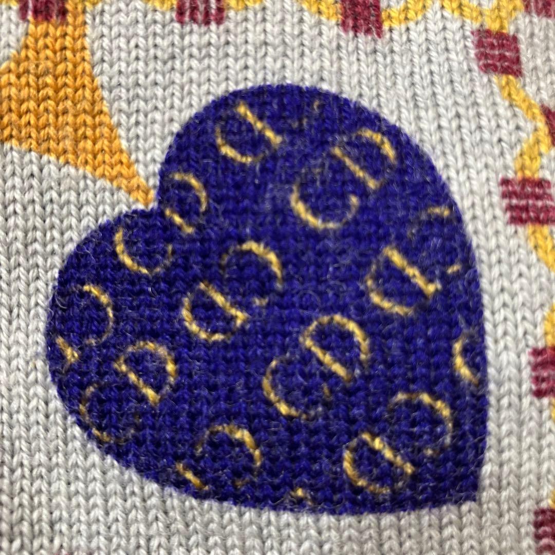 美品　90s Christian Dior ウールニット　ブルーグレー　CDロゴ