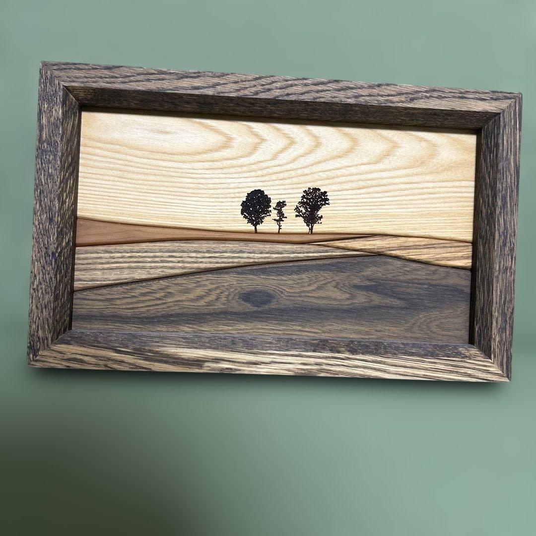 貴妃花 木製 壁飾り 美瑛 北海道 組み木の絵