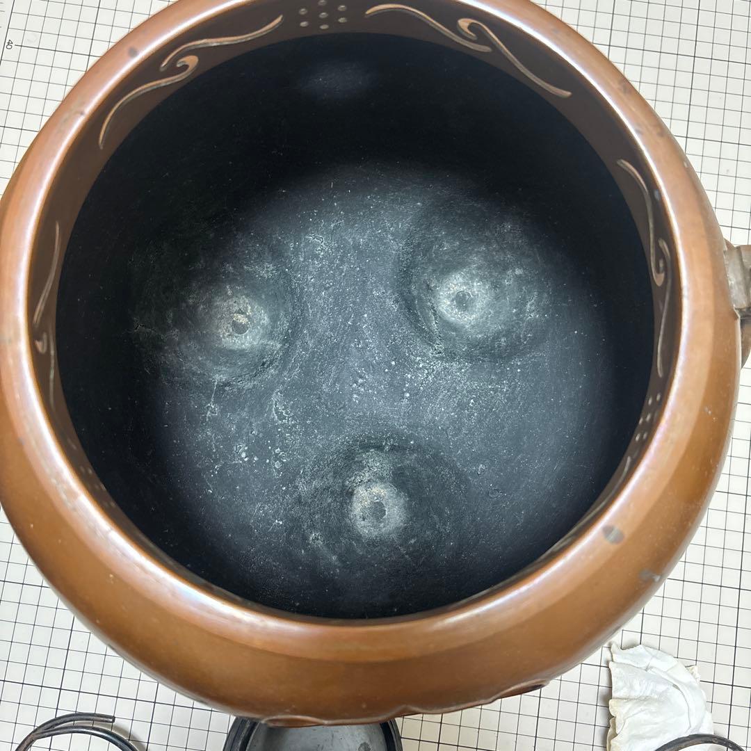 唐銅 鬼面風炉 茶道具　茶釜