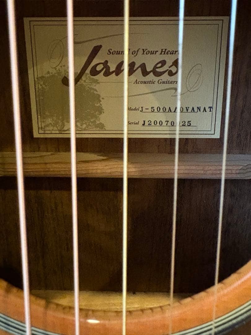 やっさん様　James J-500A トップ単板エレアコギター + ケース＋スタ
