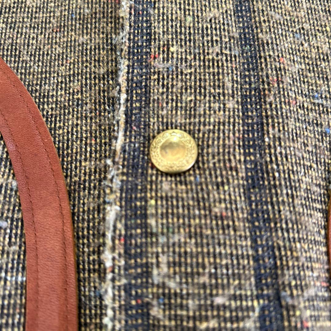 キャピタル ウール グレー ベスト ポケット口、レザー