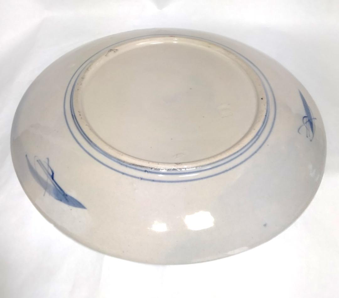 大皿 『椿・菊・梅 (中央丸・周囲六面)』 古伊万里 Aa-110